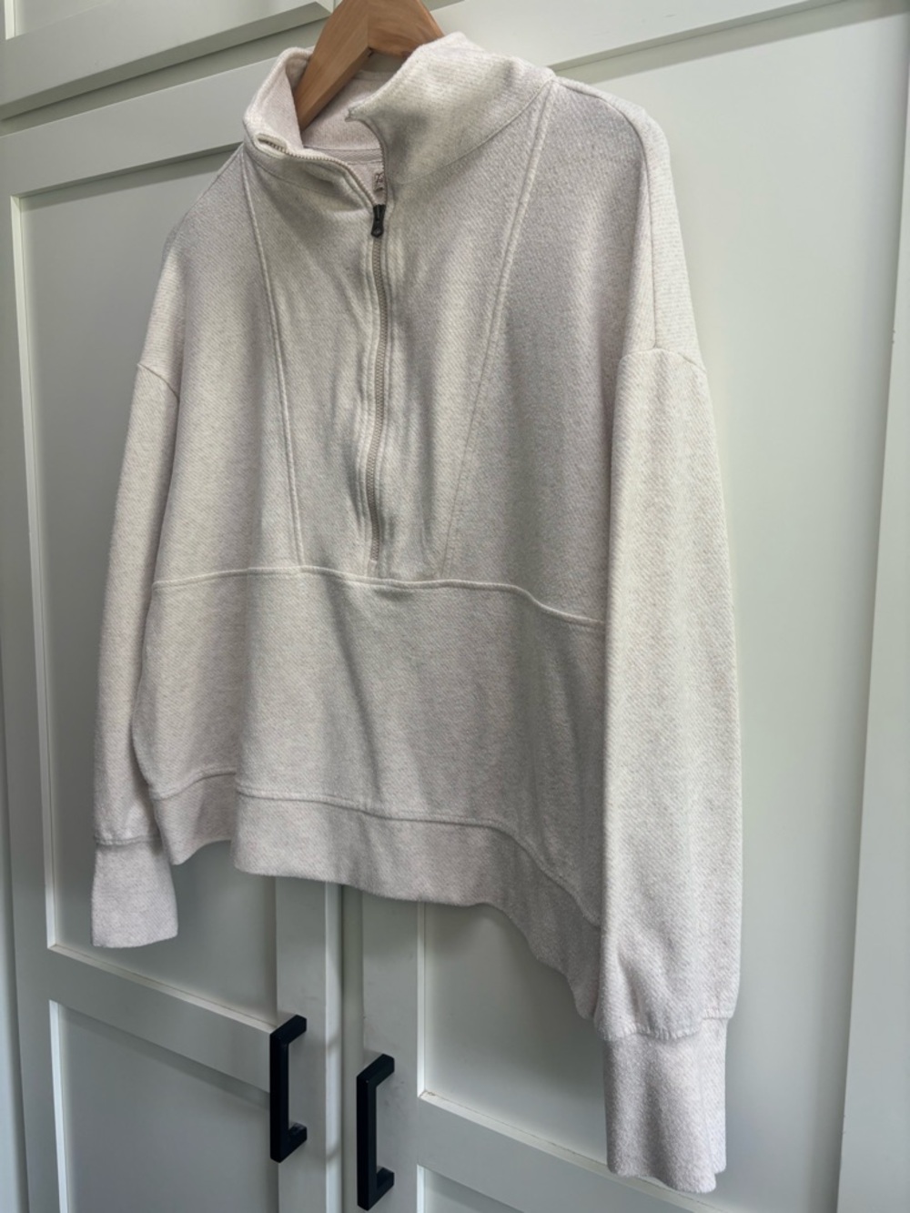 Faherty Legend Half Zip Sweatshirt Sz L Off White Organic Cotton Pullover - Picture 11 of 11
